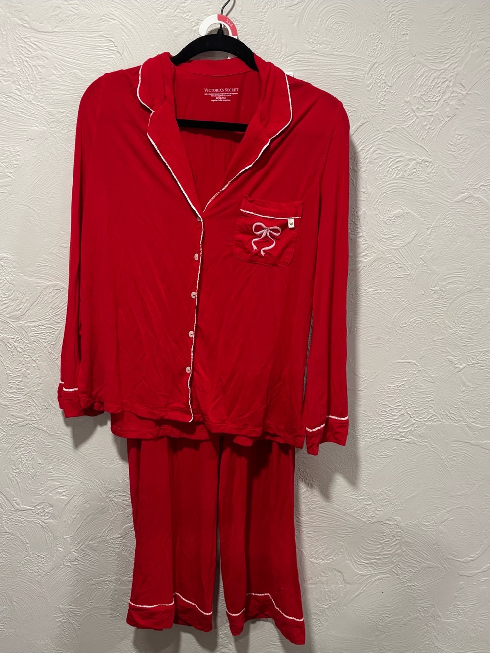 Victoria's Secret Red Pajama Set With Bow on Pocket Size Medium